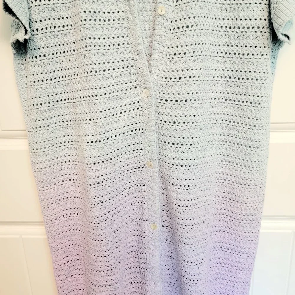 Free People Size Medium Ombré Open Stitch Short Sleeve Knit Cardigan NWT $248 - Picture 8 of 12